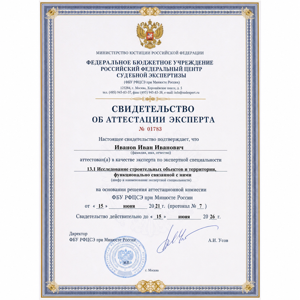 Аттестация эксперта Минюст